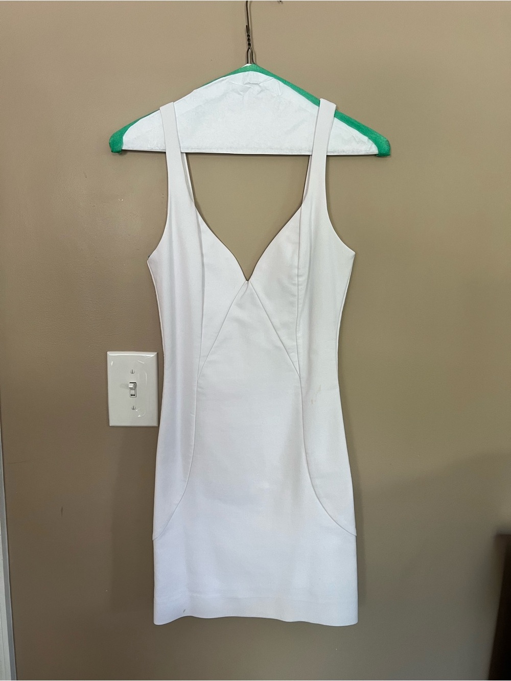 Zara White V-Neck Mini Bodycon Dress